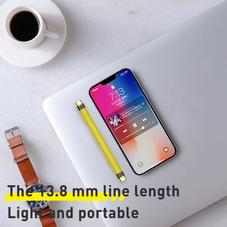 100W 10Gbps USB to USB-C/Type-C FPC Flexible Data Cable, Length: 13.8cm(Yellow)