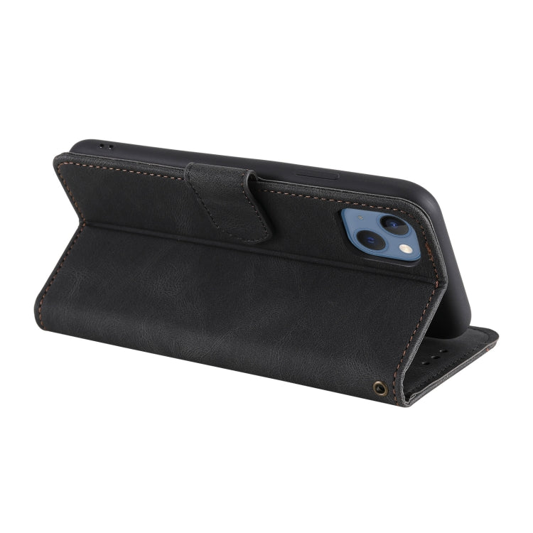 For iPhone 14 Nail Skin Feel Stitching Calf Texture Leather Phone Case