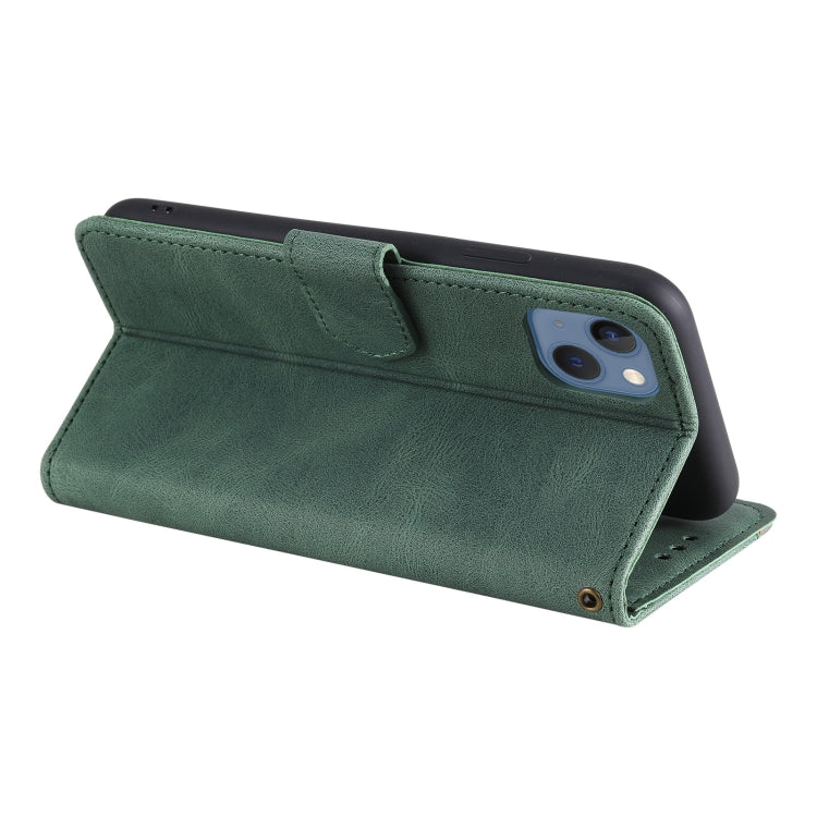 For iPhone 14 Nail Skin Feel Stitching Calf Texture Leather Phone Case