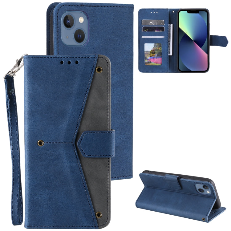 For iPhone 14 Nail Skin Feel Stitching Calf Texture Leather Phone Case
