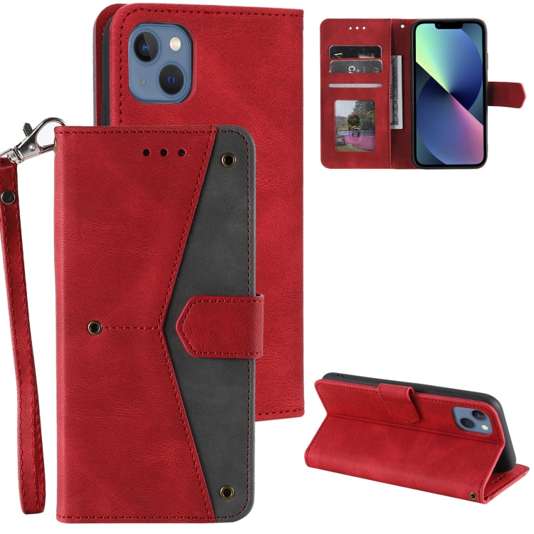For iPhone 14 Nail Skin Feel Stitching Calf Texture Leather Phone Case