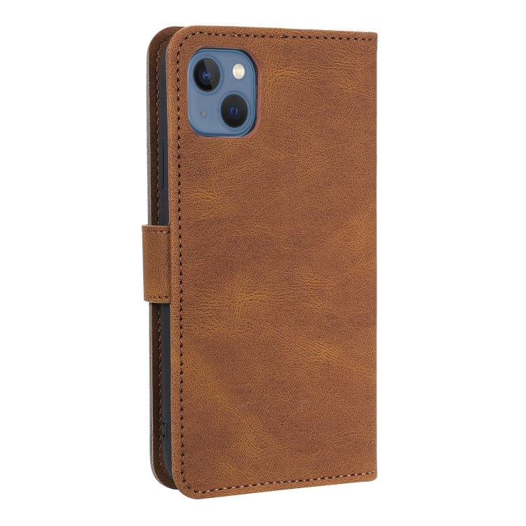 For iPhone 14 Nail Skin Feel Stitching Calf Texture Leather Phone Case