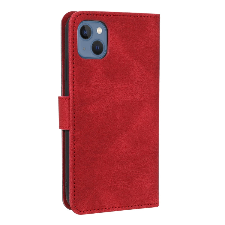 For iPhone 14 Plus Nail Skin Feel Stitching Calf Texture Leather Phone Case