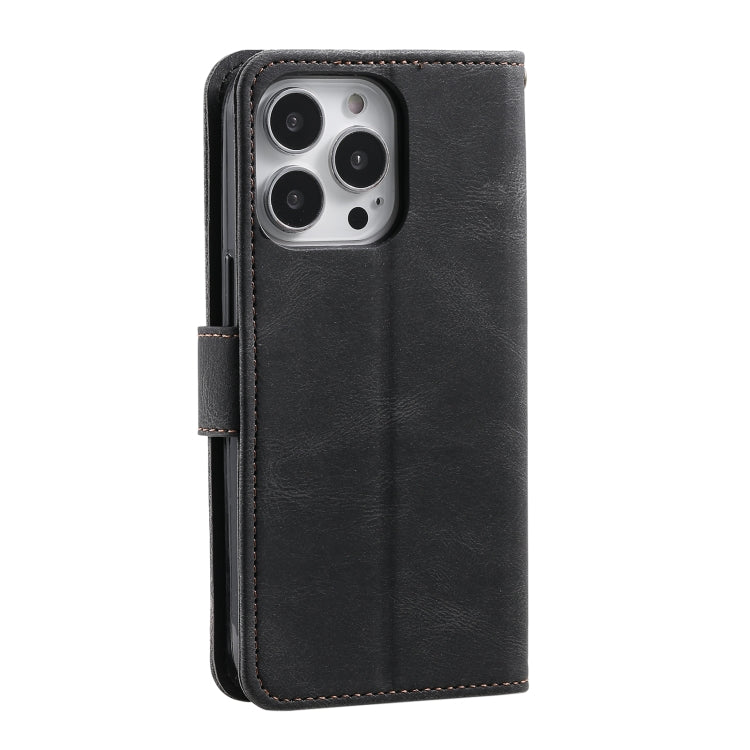 For iPhone 14 Pro Nail Skin Feel Stitching Calf Texture Leather Phone Case