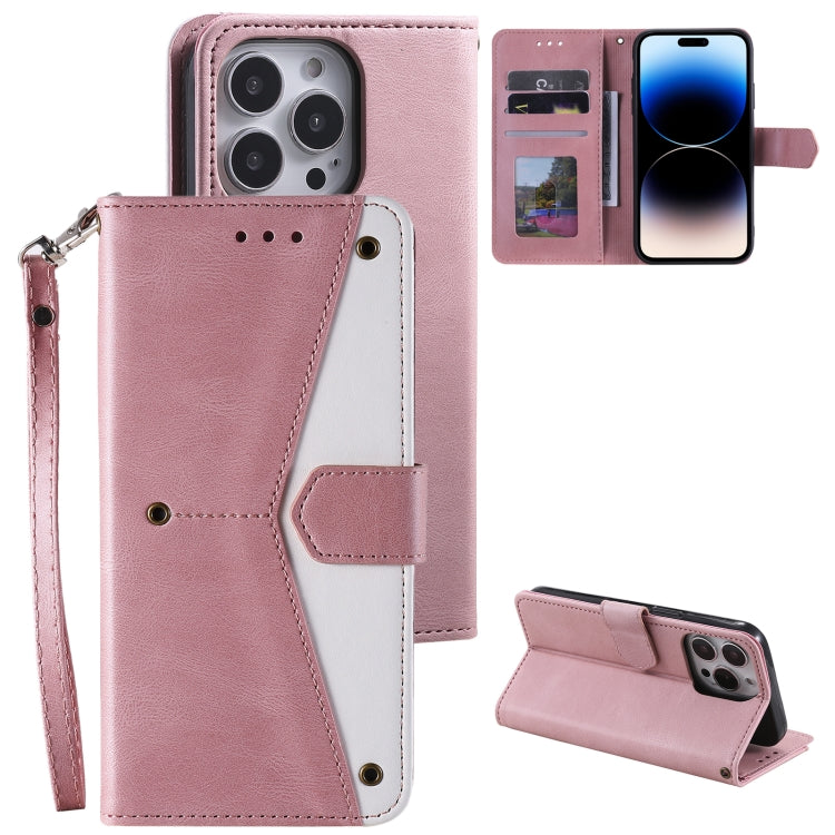 For iPhone 14 Pro Nail Skin Feel Stitching Calf Texture Leather Phone Case