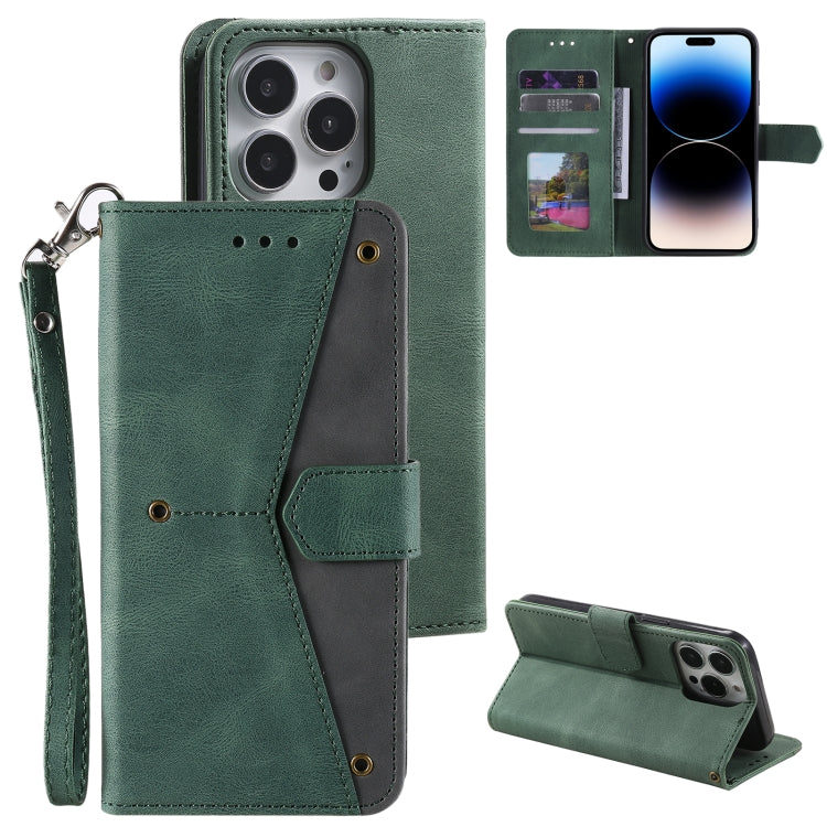 For iPhone 14 Pro Nail Skin Feel Stitching Calf Texture Leather Phone Case