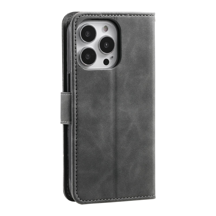 For iPhone 14 Pro Max Nail Skin Feel Stitching Calf Texture Leather Phone Case