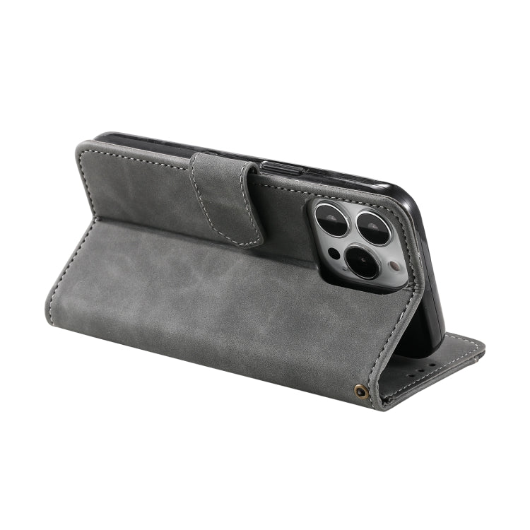For iPhone 14 Pro Max Nail Skin Feel Stitching Calf Texture Leather Phone Case