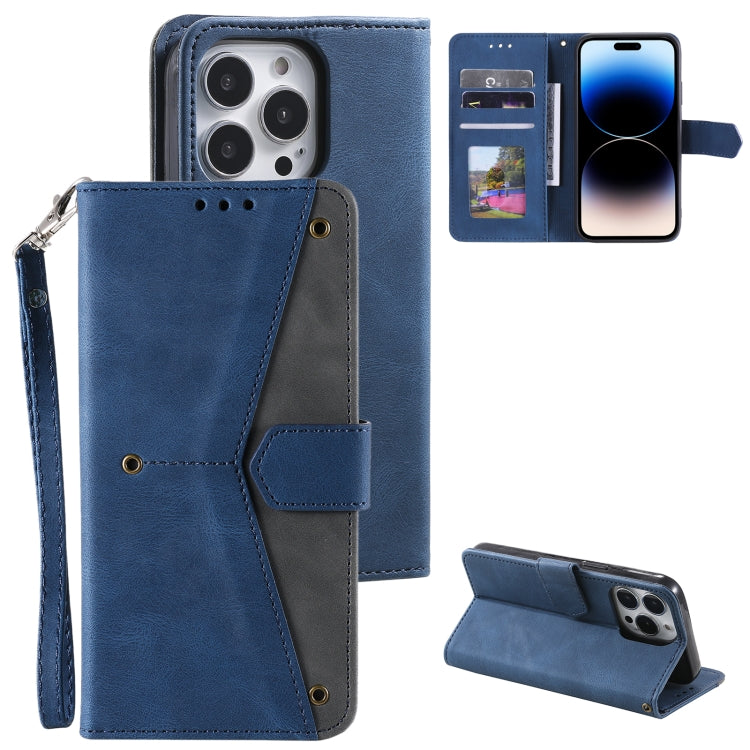 For iPhone 14 Pro Max Nail Skin Feel Stitching Calf Texture Leather Phone Case