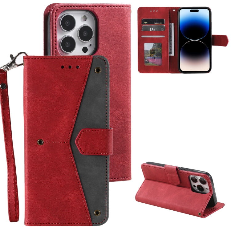 For iPhone 14 Pro Max Nail Skin Feel Stitching Calf Texture Leather Phone Case