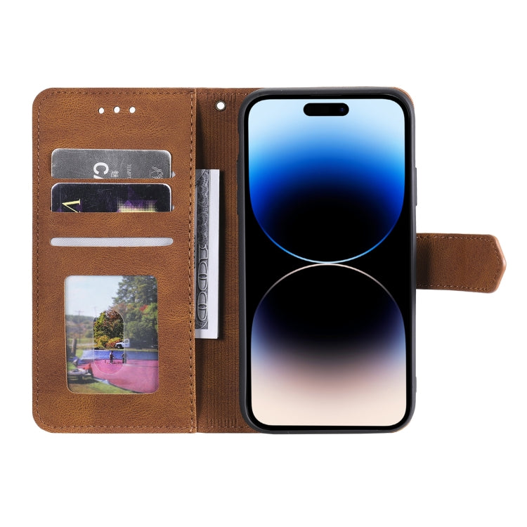 For iPhone 14 Pro Max Nail Skin Feel Stitching Calf Texture Leather Phone Case