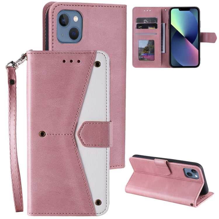 For iPhone 13 Nail Skin Feel Stitching Calf Texture Leather Phone Case