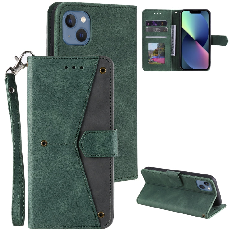 For iPhone 13 Nail Skin Feel Stitching Calf Texture Leather Phone Case