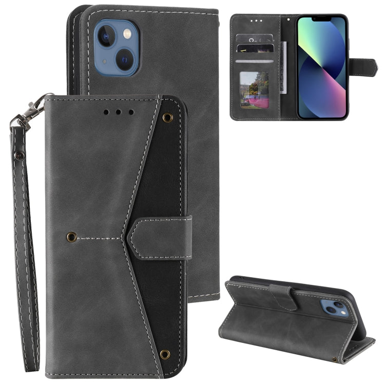 For iPhone 13 Nail Skin Feel Stitching Calf Texture Leather Phone Case