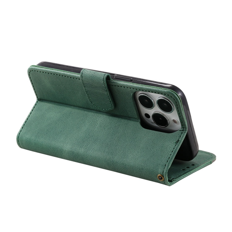 For iPhone 13 Pro Max Nail Skin Feel Stitching Calf Texture Leather Phone Case
