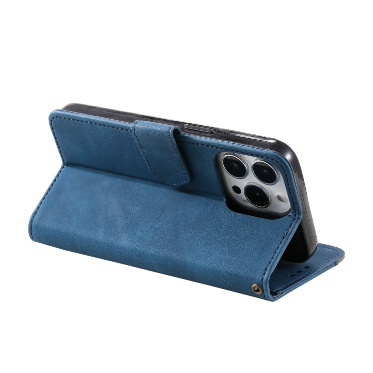 For iPhone 13 Pro Max Nail Skin Feel Stitching Calf Texture Leather Phone Case