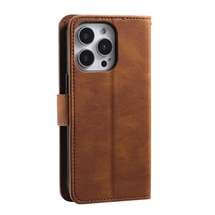 For iPhone 13 Pro Max Nail Skin Feel Stitching Calf Texture Leather Phone Case