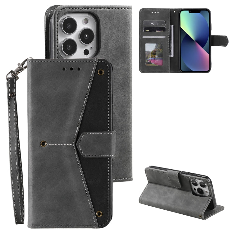 For iPhone 12 / 12 Pro Nail Skin Feel Stitching Calf Texture Leather Phone Case