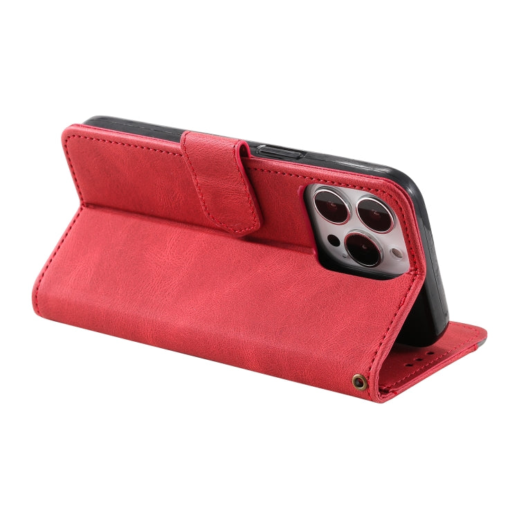 For iPhone 12 / 12 Pro Nail Skin Feel Stitching Calf Texture Leather Phone Case