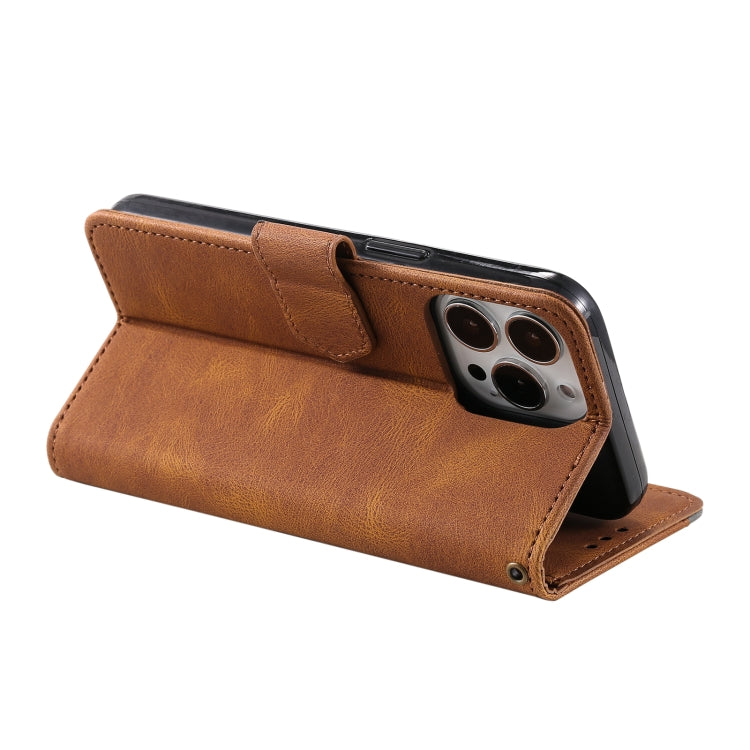 For iPhone 11 Pro Nail Skin Feel Stitching Calf Texture Leather Phone Case