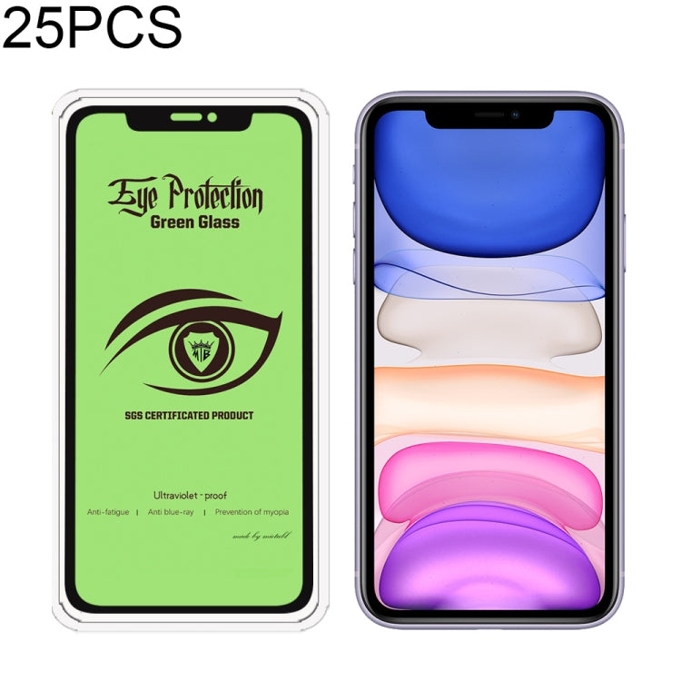 For iPhone 11 / XR 25pcs  MIETUBL 9H Hardness Eye-caring Anti-glare Green Light Tempered Glass Film