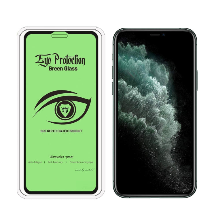 25 PCS For iPhone 11 Pro Max MIETUBL 9H Hardness Eye-caring Anti-glare Green Light Tempered Glass Film