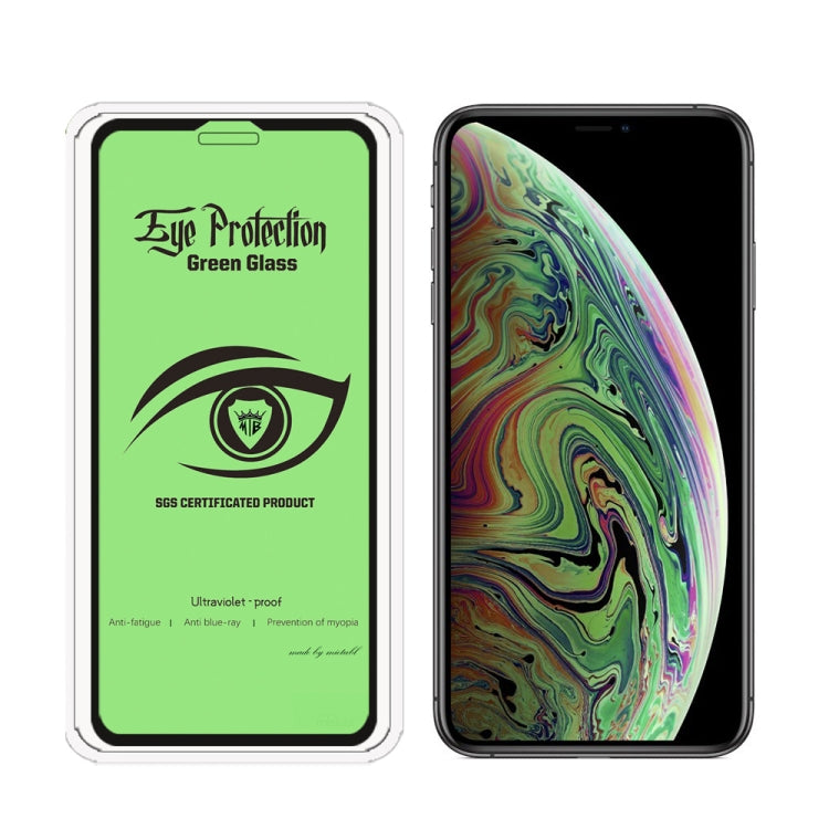 For iPhone XS Max 25pcs MIETUBL 9H Hardness Eye-caring Anti-glare Green Light Tempered Glass Film