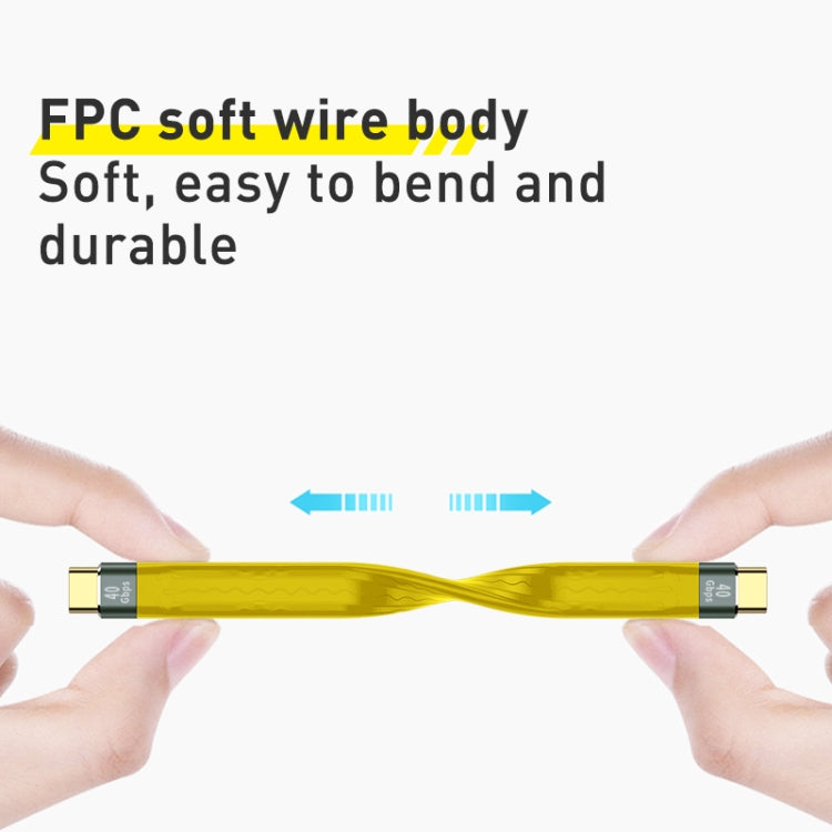 100W 40Gbps USB-C/Type-C Female to USB-C/Type-C Male FPC Flexible Data Cable, Length: 13.8cm(Yellow)