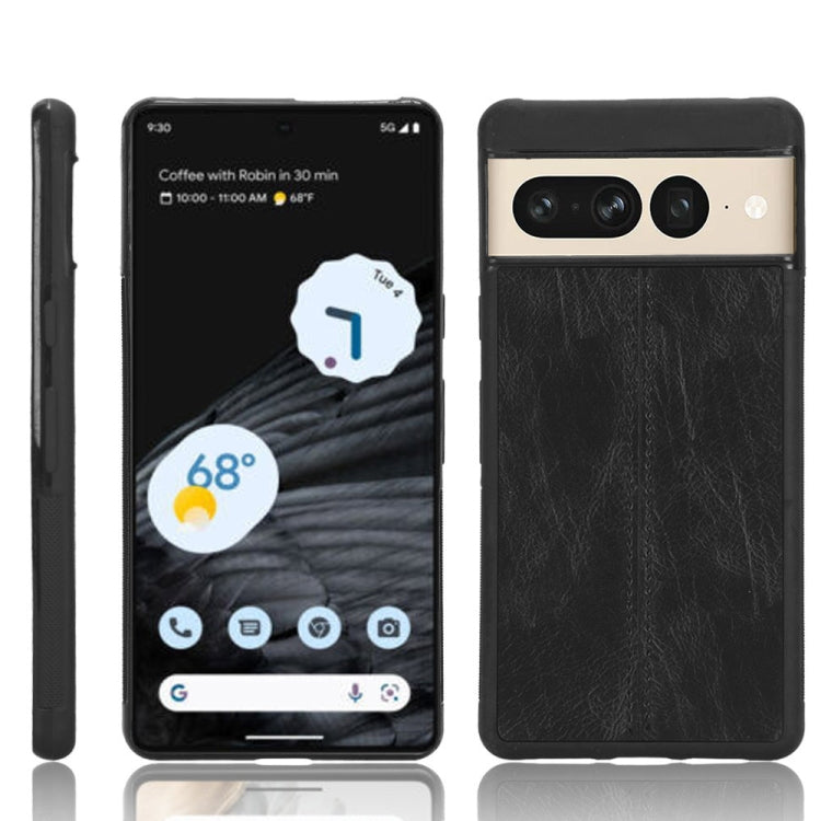 For Google Pixel 7 Pro 5G Shockproof Sewing Cow Skin Texture PC + PU + TPU Case