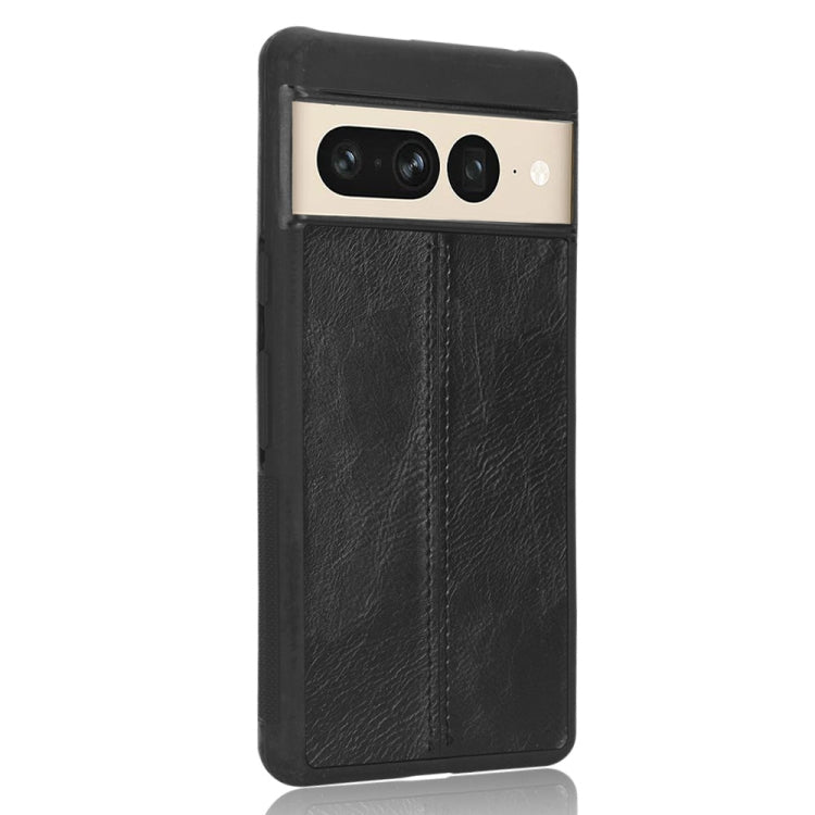 For Google Pixel 7 Pro 5G Shockproof Sewing Cow Skin Texture PC + PU + TPU Case
