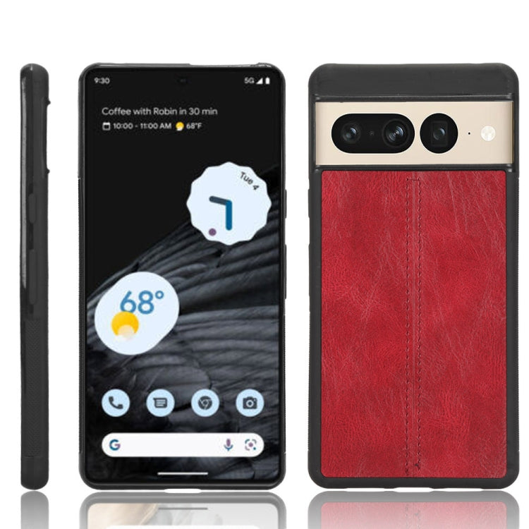 For Google Pixel 7 Pro 5G Shockproof Sewing Cow Skin Texture PC + PU + TPU Case