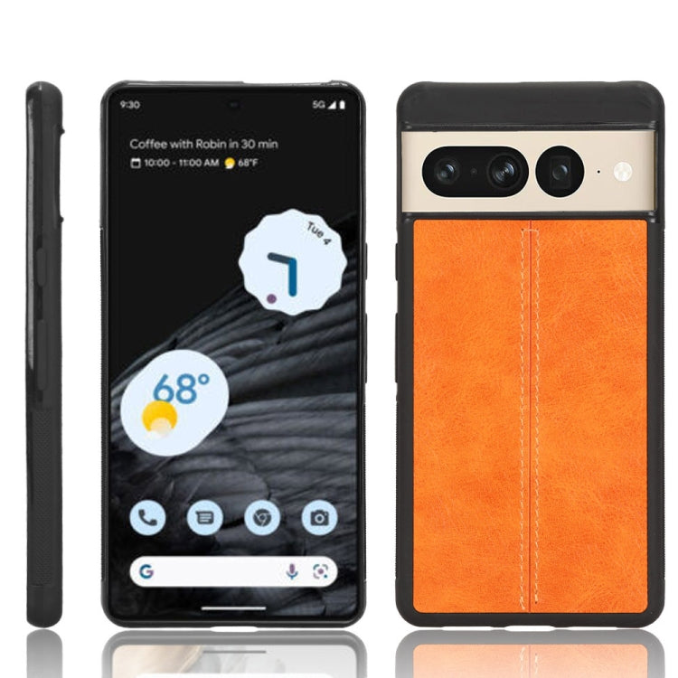 For Google Pixel 7 Pro 5G Shockproof Sewing Cow Skin Texture PC + PU + TPU Case