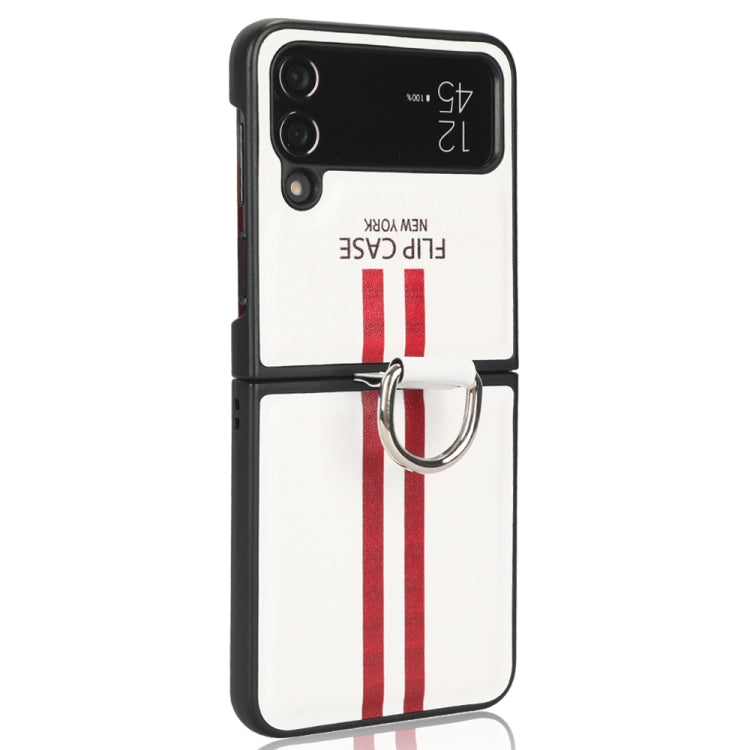 For Samsung Galaxy Z Flip4 5G Plain Leather Ring Phone Case