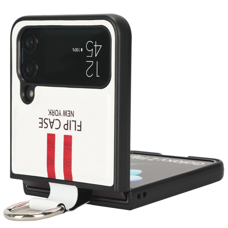 For Samsung Galaxy Z Flip4 5G Plain Leather Ring Phone Case