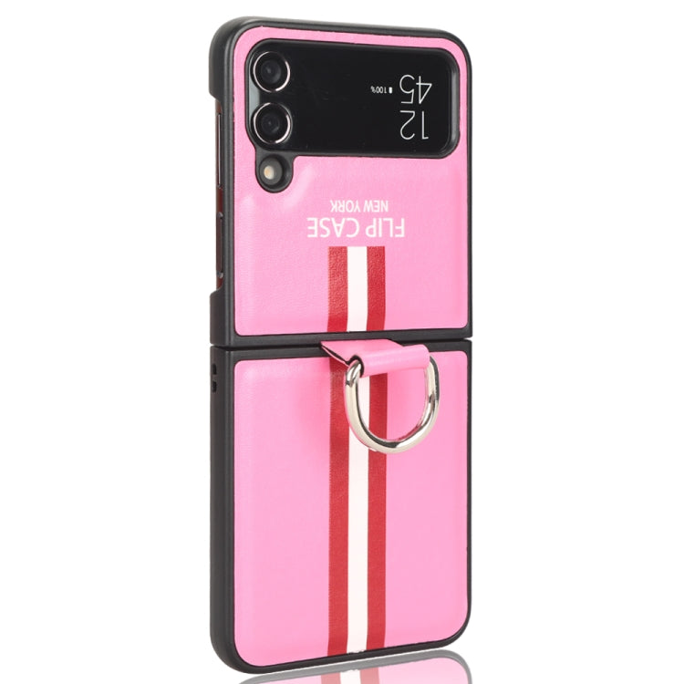 For Samsung Galaxy Z Flip4 5G Plain Leather Ring Phone Case