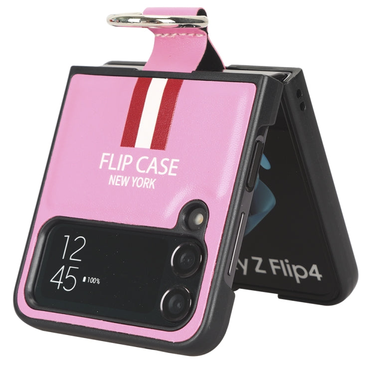 For Samsung Galaxy Z Flip4 5G Plain Leather Ring Phone Case
