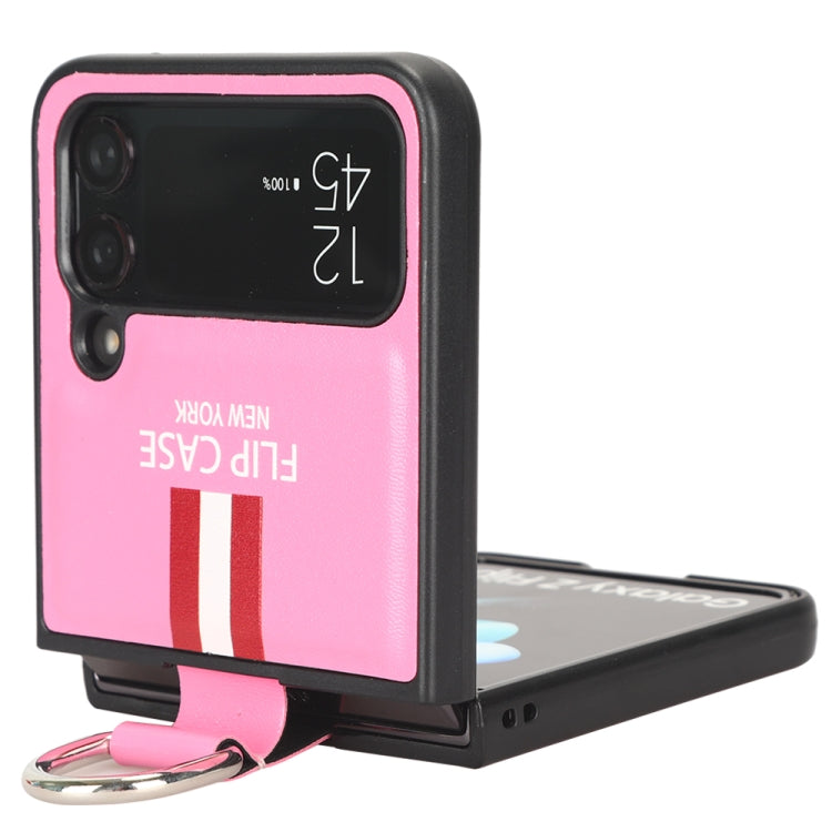 For Samsung Galaxy Z Flip4 5G Plain Leather Ring Phone Case