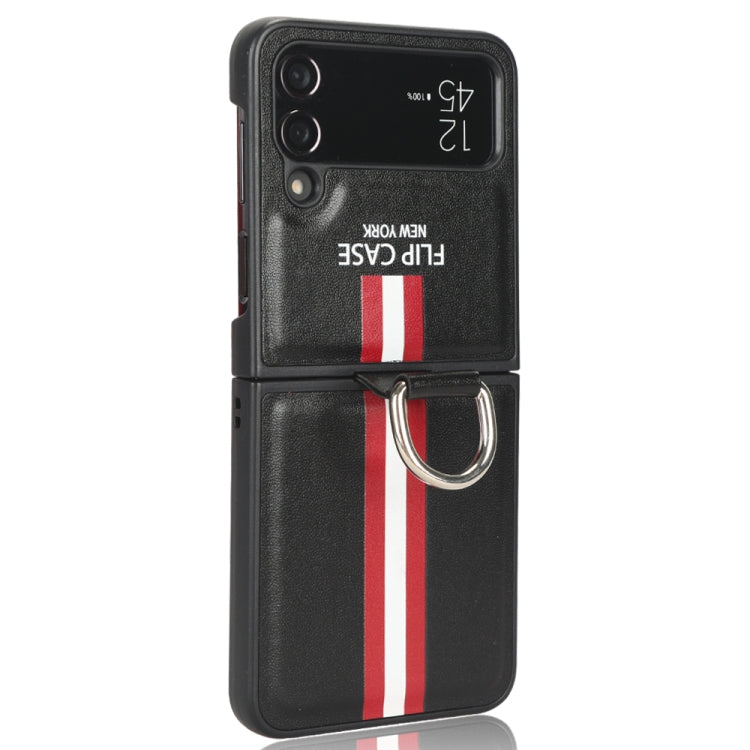 For Samsung Galaxy Z Flip4 5G Plain Leather Ring Phone Case