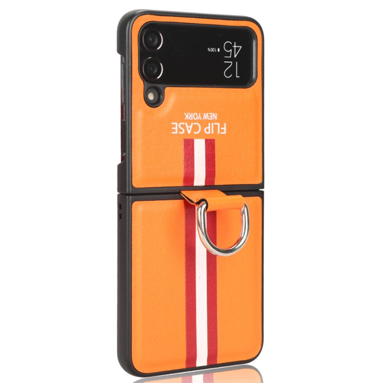 For Samsung Galaxy Z Flip4 5G Plain Leather Ring Phone Case
