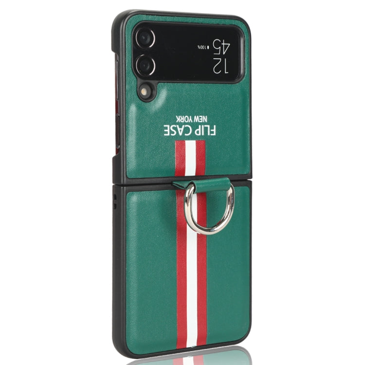 For Samsung Galaxy Z Flip4 5G Plain Leather Ring Phone Case