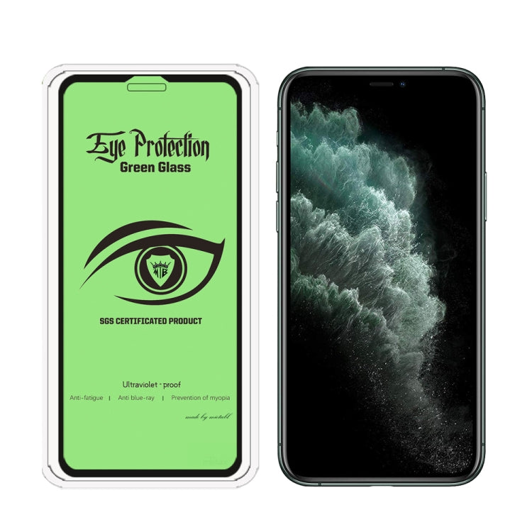 For iPhone 11 Pro / XS / X MIETUBL 9H Hardness Eye-caring Anti-glare Green Light Tempered Glass Film
