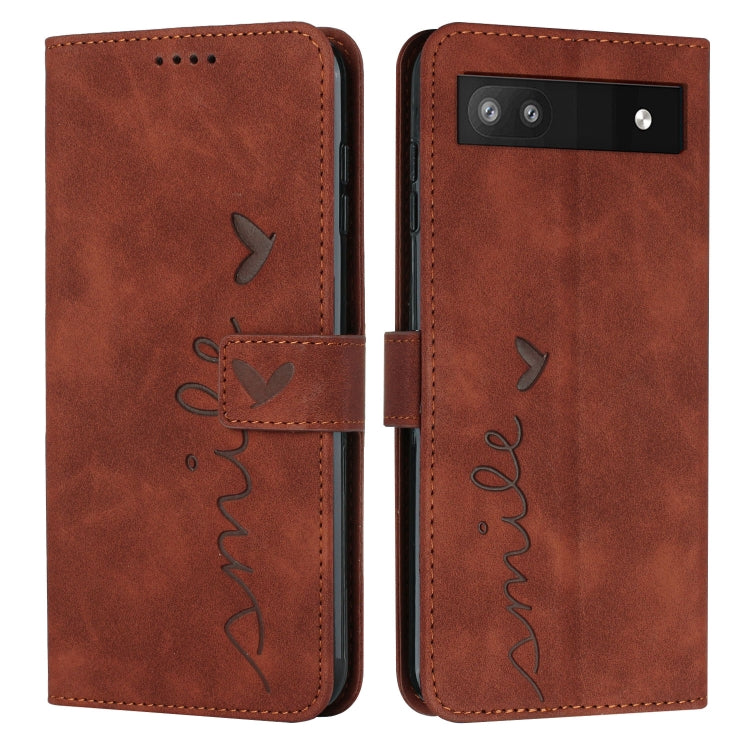 For Google Pixel 6a Skin Feel Heart Pattern Leather Phone Case