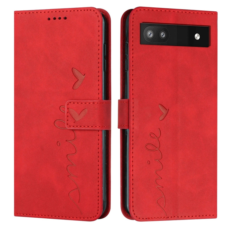 For Google Pixel 6a Skin Feel Heart Pattern Leather Phone Case
