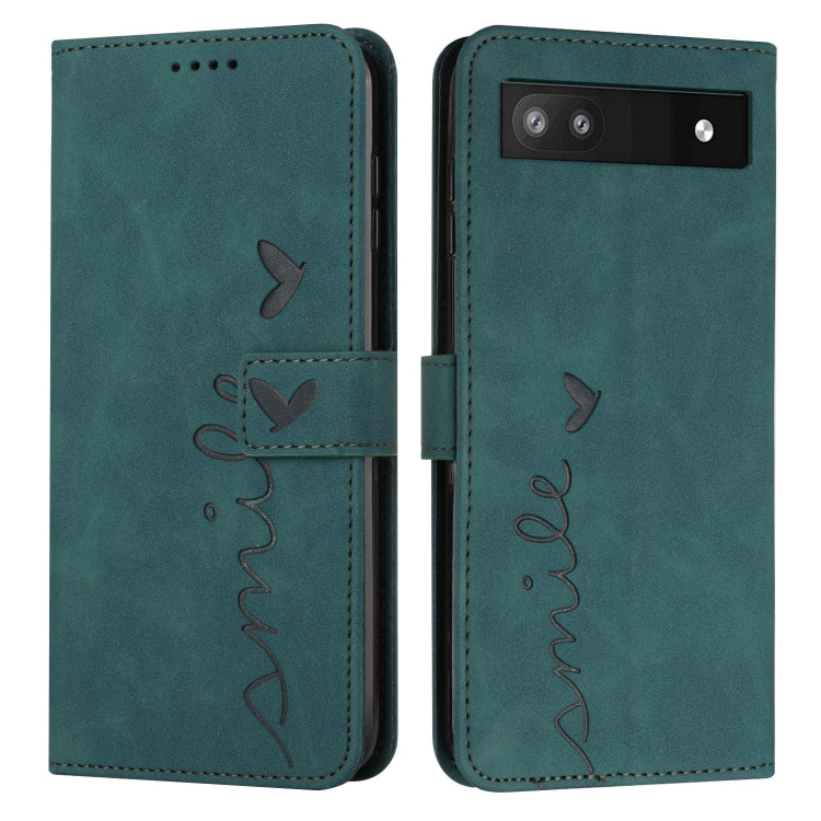 For Google Pixel 6a Skin Feel Heart Pattern Leather Phone Case