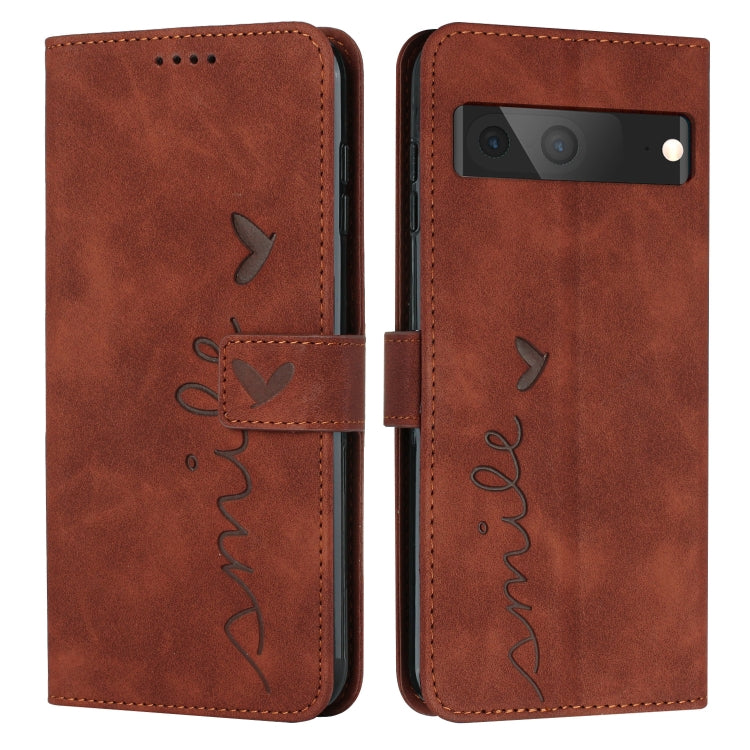 For Google Pixel 7 Skin Feel Heart Pattern Leather Phone Case