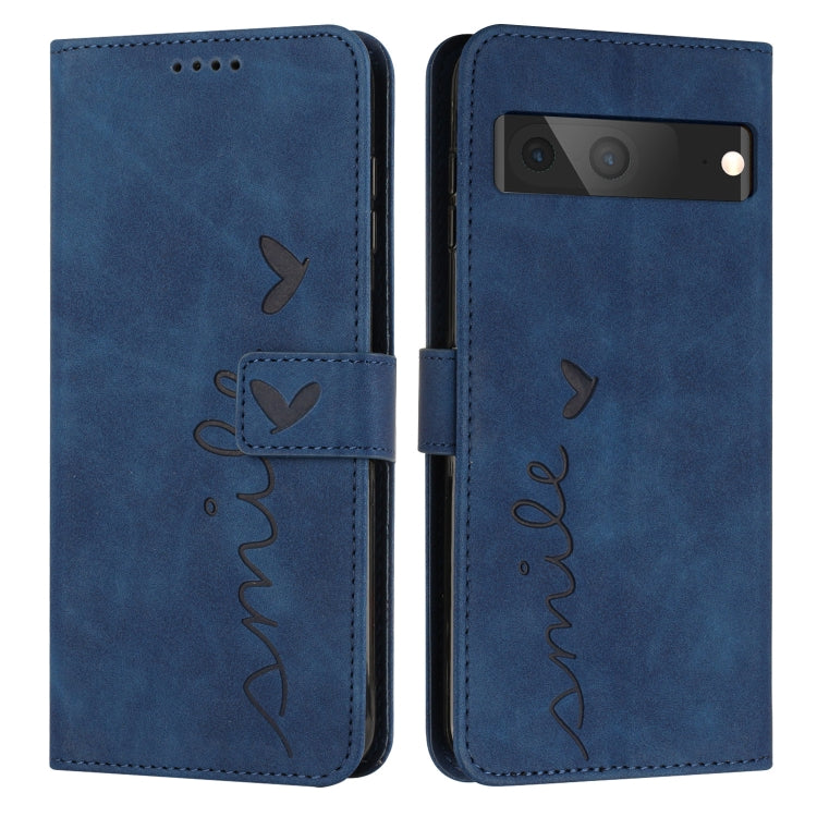 For Google Pixel 7 Skin Feel Heart Pattern Leather Phone Case