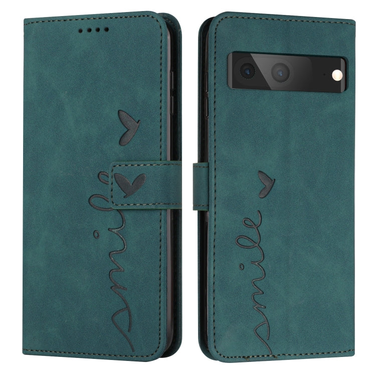 For Google Pixel 7 Skin Feel Heart Pattern Leather Phone Case