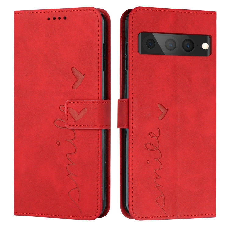 For Google Pixel 7 Pro Skin Feel Heart Pattern Leather Phone Case