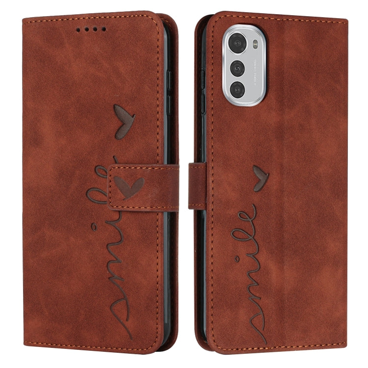 For Motorola Moto E32/E32s Skin Feel Heart Pattern Leather Phone Case