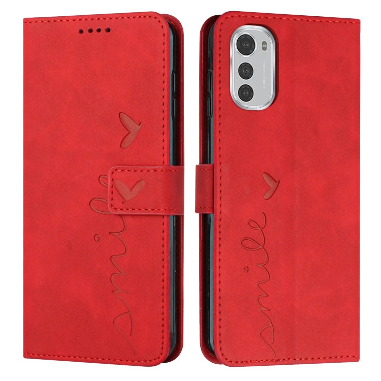 For Motorola Moto E32/E32s Skin Feel Heart Pattern Leather Phone Case